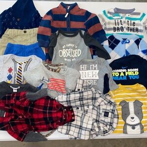 15 piece baby boy fall and winter bundle; 0-3 months